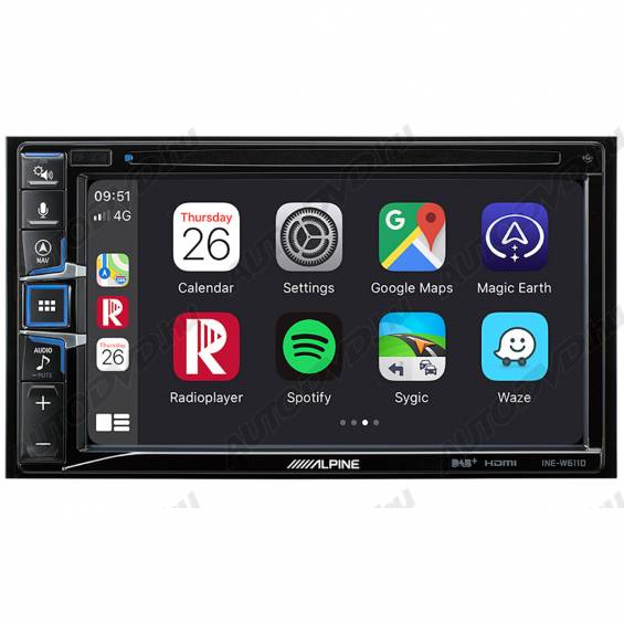 Alpine INE-W611D 2 DIN Fejegység, Navigáció, Apple CarPlay