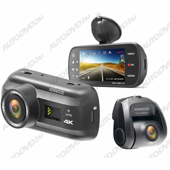 Kenwood DRV-A601W Full HD, 4K Menetrögzítő + KCA-R200 hátsó kamera