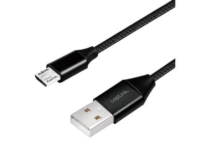 Micro USB kábel 30cm, fekete (CU0143)